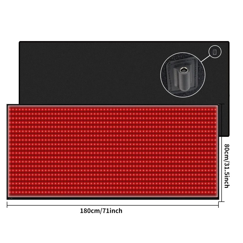 BeautyByOla – Full Body Red Light Mat 71"x31", 1280 LEDs Near-Infrared 660nm & 850nm Pad for Pain Relief