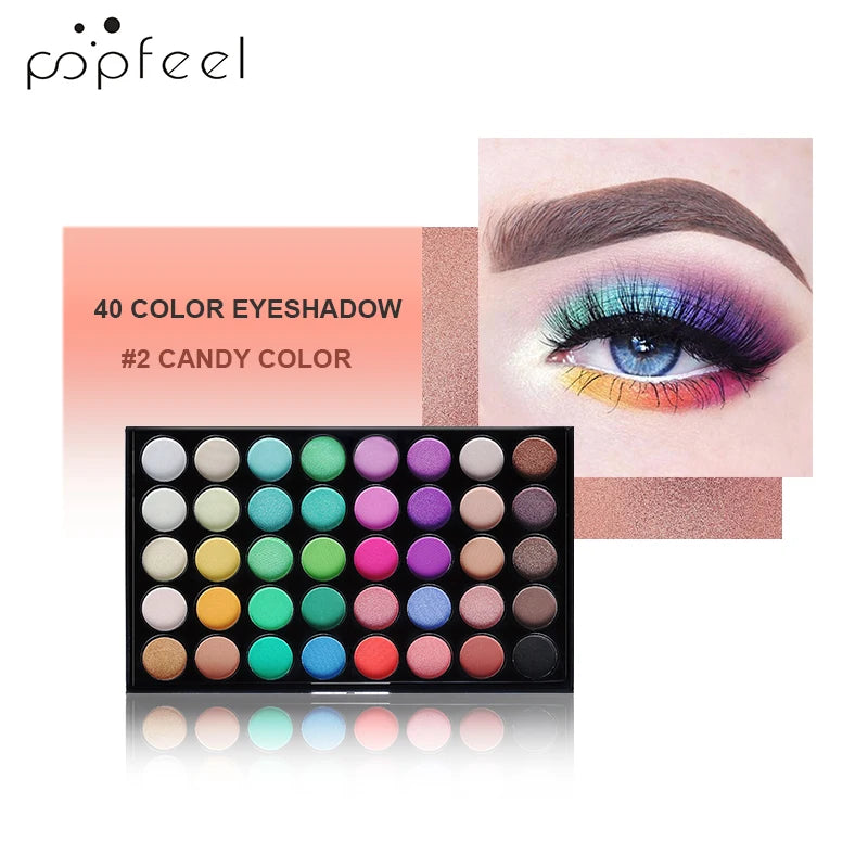 POPFEEL 40-Color Eyeshadow Palette Long-Lasting Brown & Pink – BeautyByOla