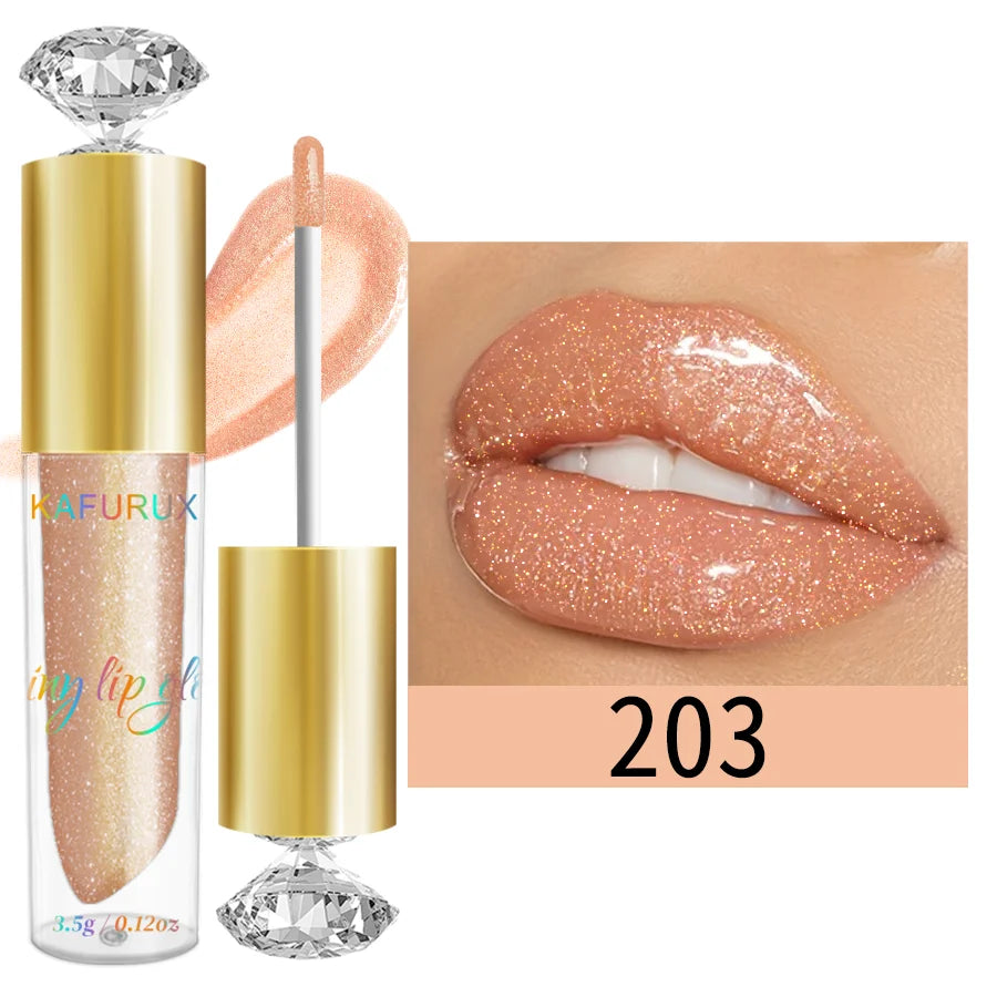 BeautyByOla – 9-Color Moisturizing Diamond Shimmer Lip Gloss, Sparkling Glitter Liquid Lipstick & Pearl Lip Shine