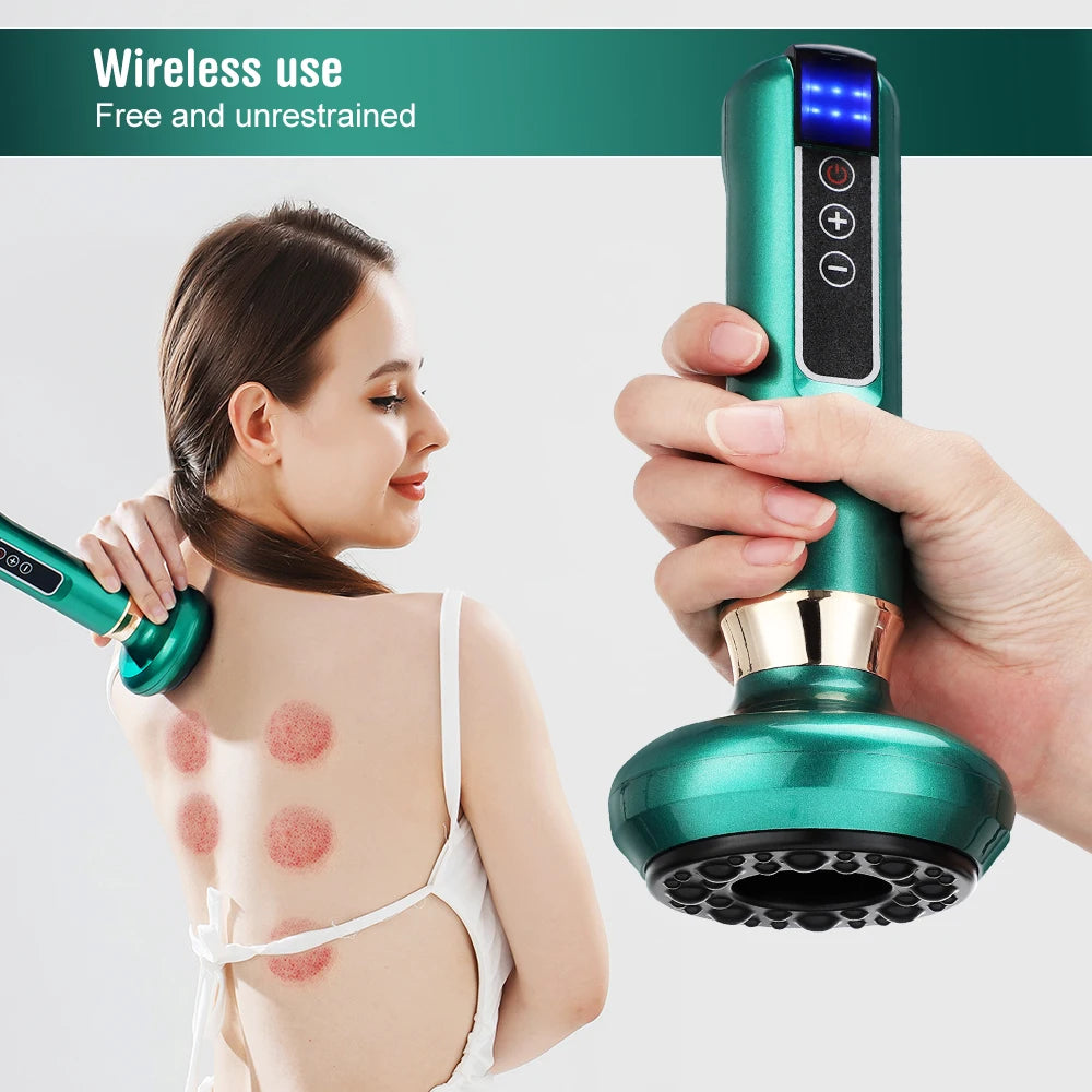 BeautyByOla – Intelligent Cupping Massager, 12/6 Levels Negative Pressure with Infrared Heating & Wireless Scraping Therapy Device