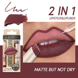 BeautyByOla – USHAS 12-Color Lip Liner & Lipstick Set, Matte, Long-Lasting Nude & Red Shades