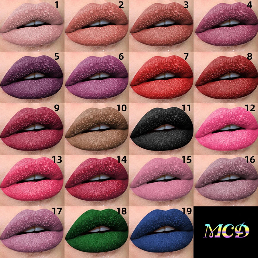 19-Color Matte Velvet Lip Gloss Waterproof Liquid Lipstick – BeautyByOla
