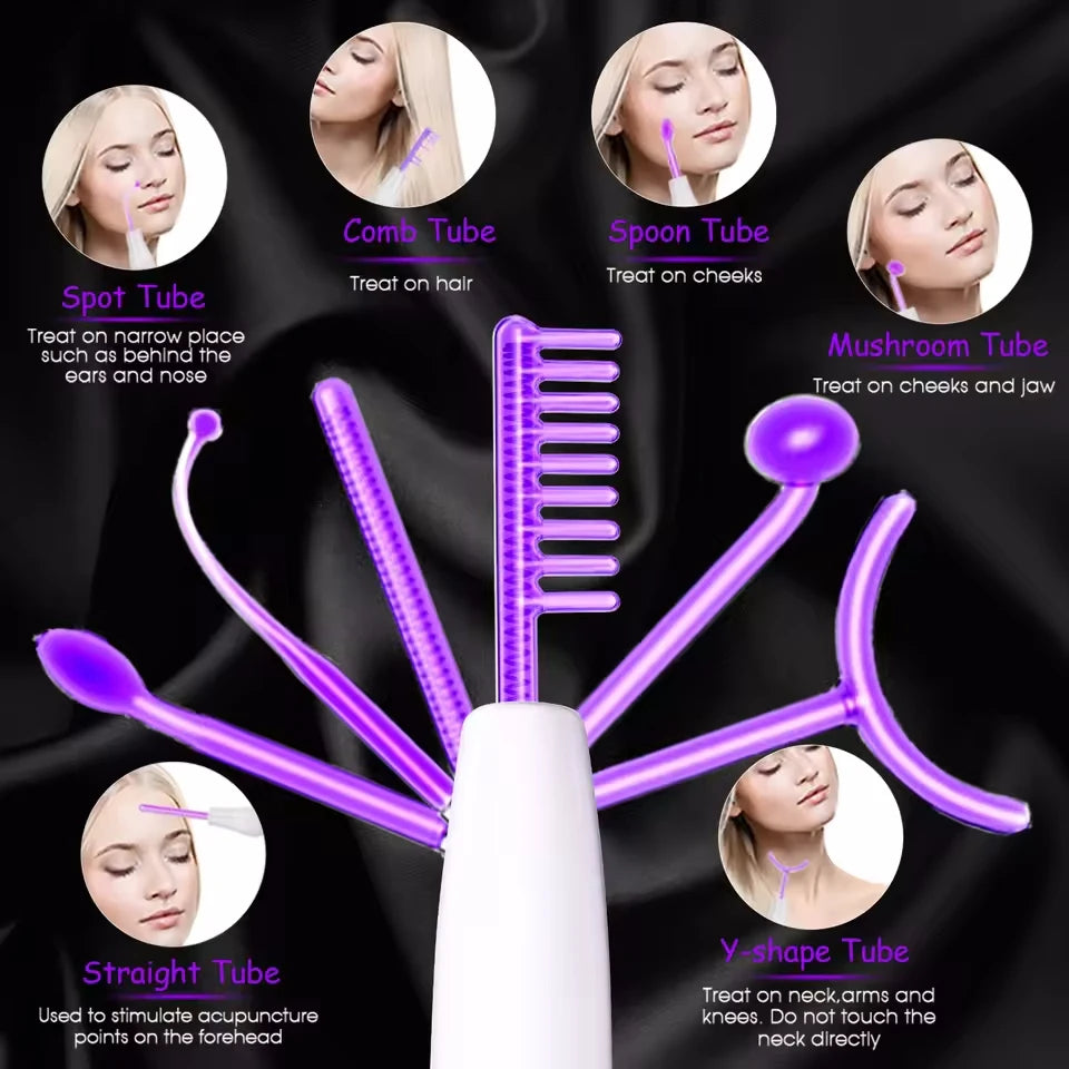 6-in-1 High-Frequency Facial Machine Electrotherapy Wand – BeautyByOla