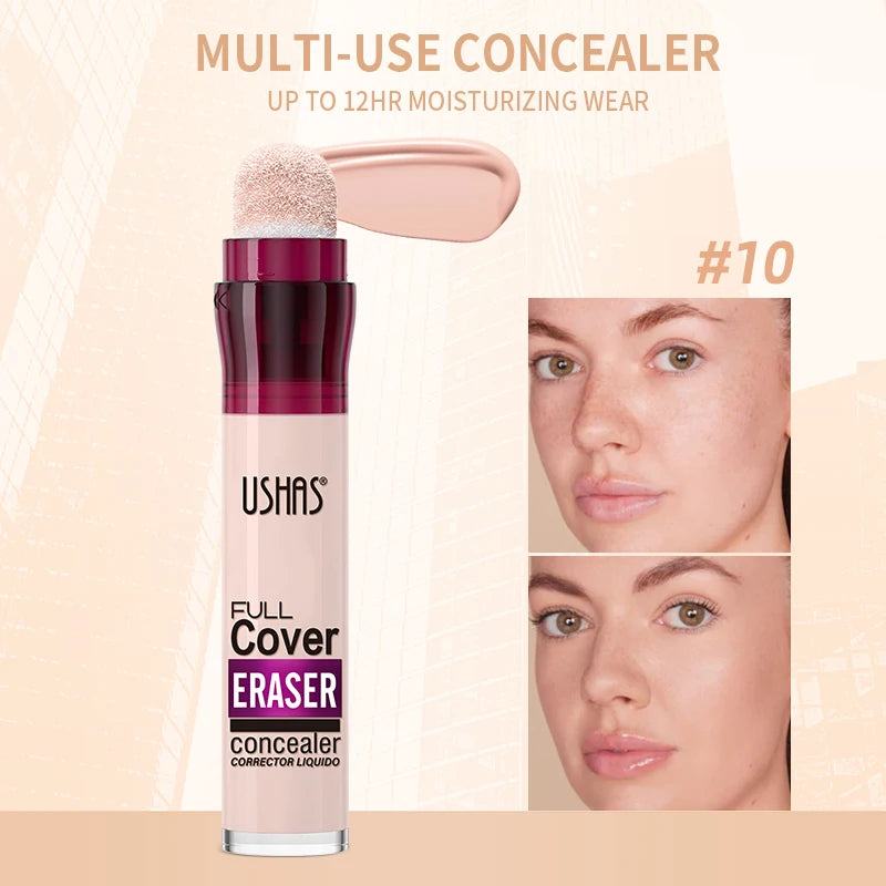 USHAS 12-Color Liquid Concealer with Rotating Sponge Head – BeautyByOla