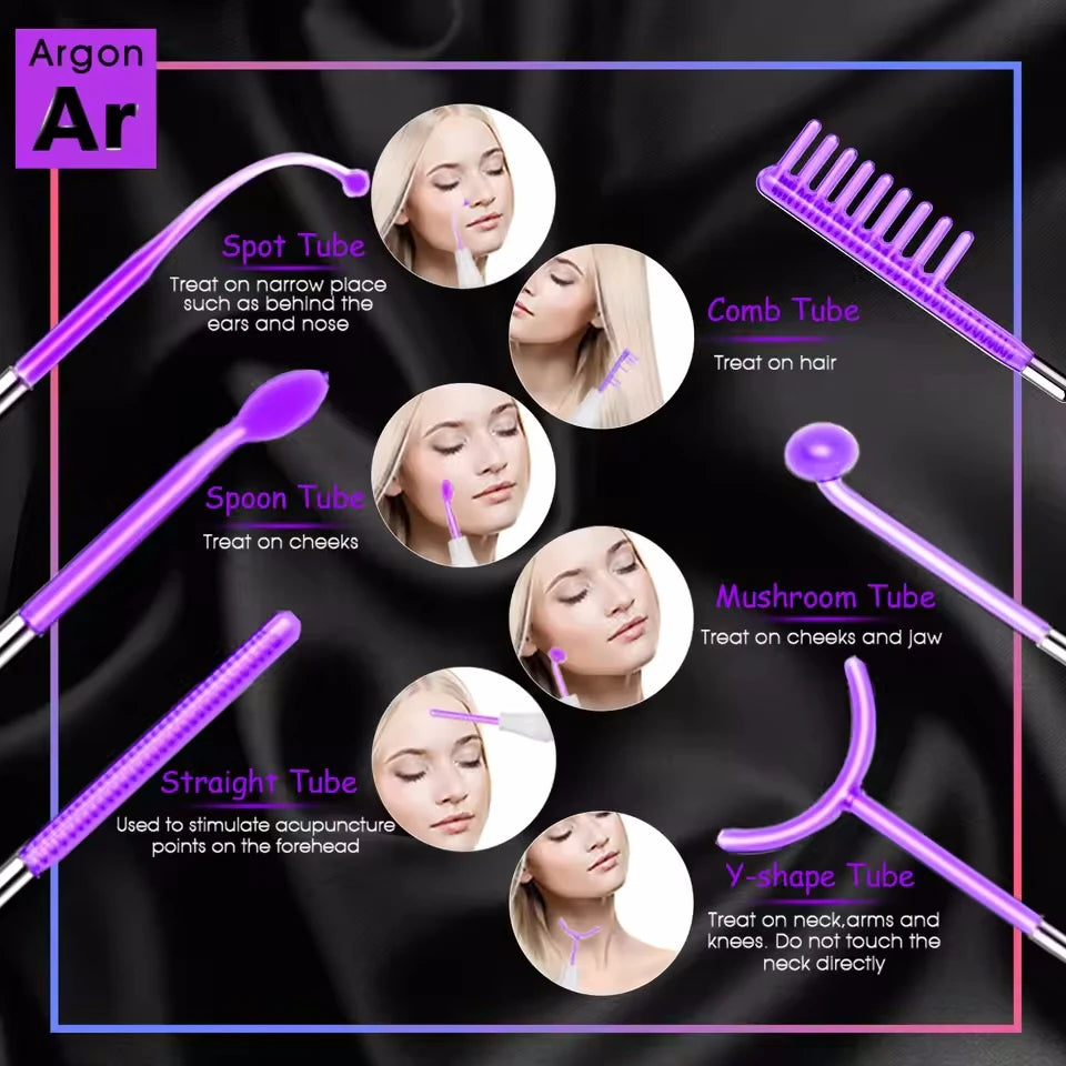 6-in-1 High-Frequency Facial Machine Electrotherapy Wand – BeautyByOla