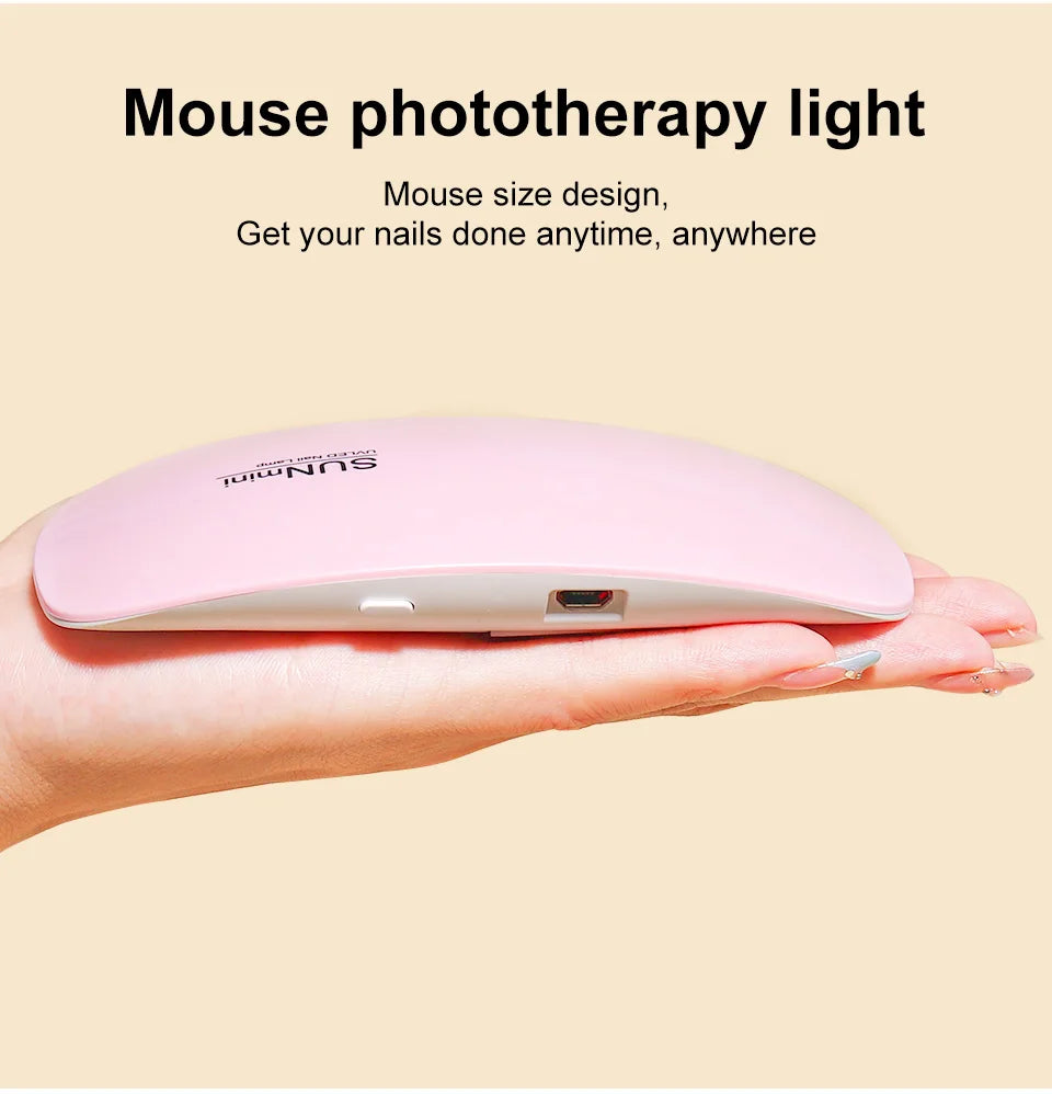 BeautyByOla – 6W Mini Nail Dryer Machine, Portable UV LED Nail Lamp for Gel Polish Drying with USB Cable