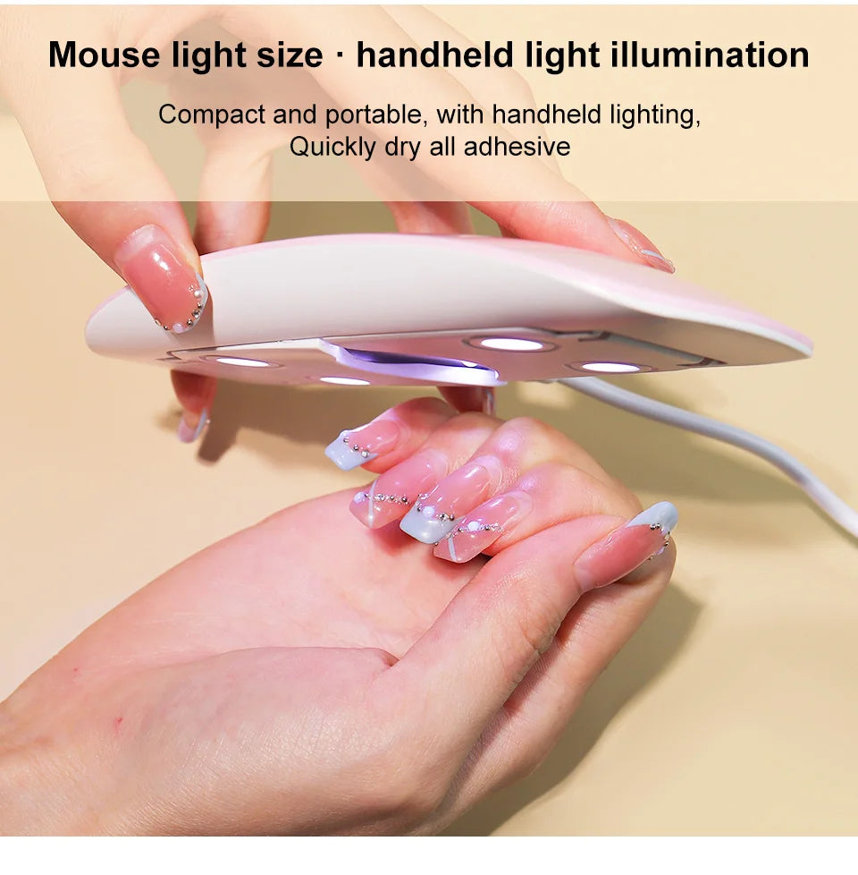 BeautyByOla – 6W Mini Nail Dryer Machine, Portable UV LED Nail Lamp for Gel Polish Drying with USB Cable