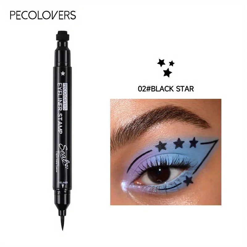BeautyByOla – 7-Style Eyeliner Stamp Pen, Red & Black Double-Ended Liquid Eyeliner, Fast-Drying & Waterproof
