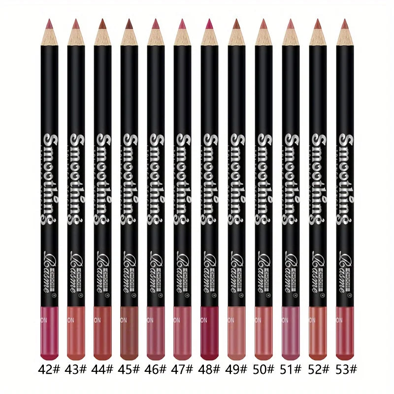 12-Color Matte Lip Liner & Lipstick Set Long-Lasting – BeautyByOla
