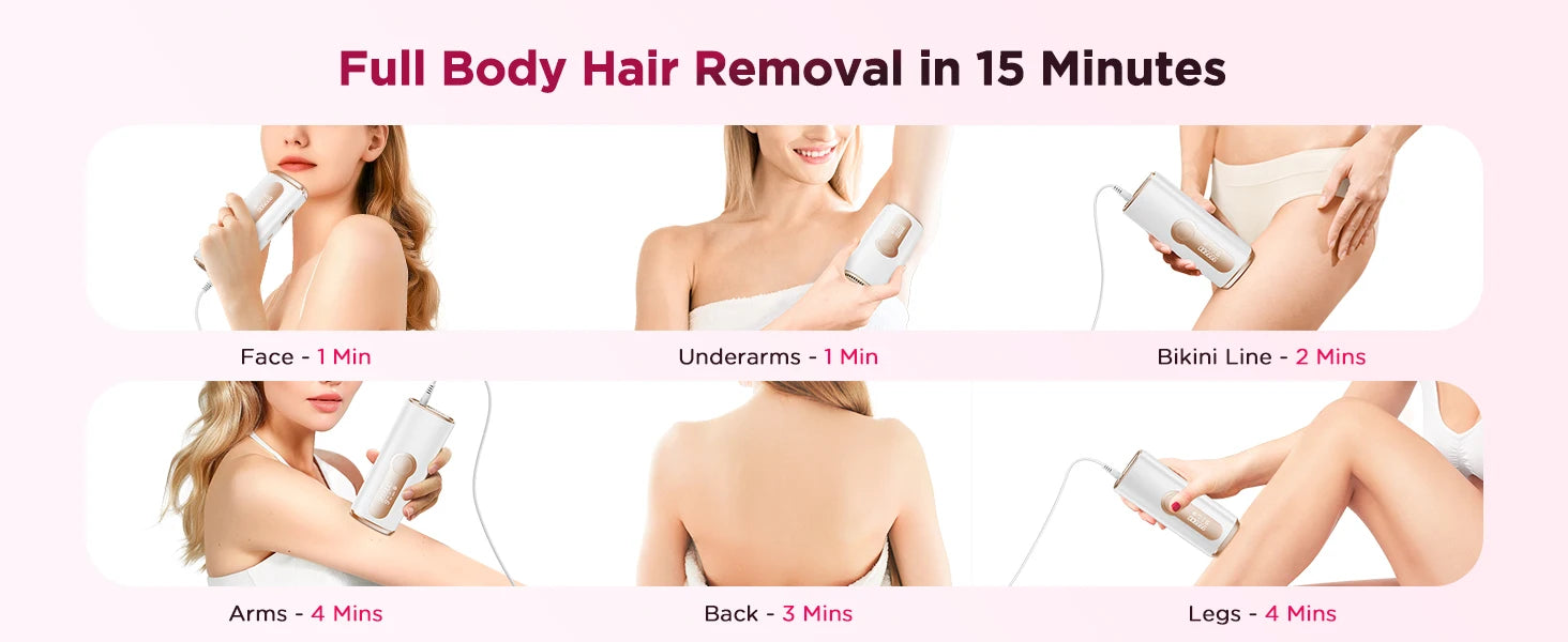 BeautyByOla – 990000 Flash IPL Laser Hair Removal, Painless Epilator for Men & Women, Body, Bikini & Facial