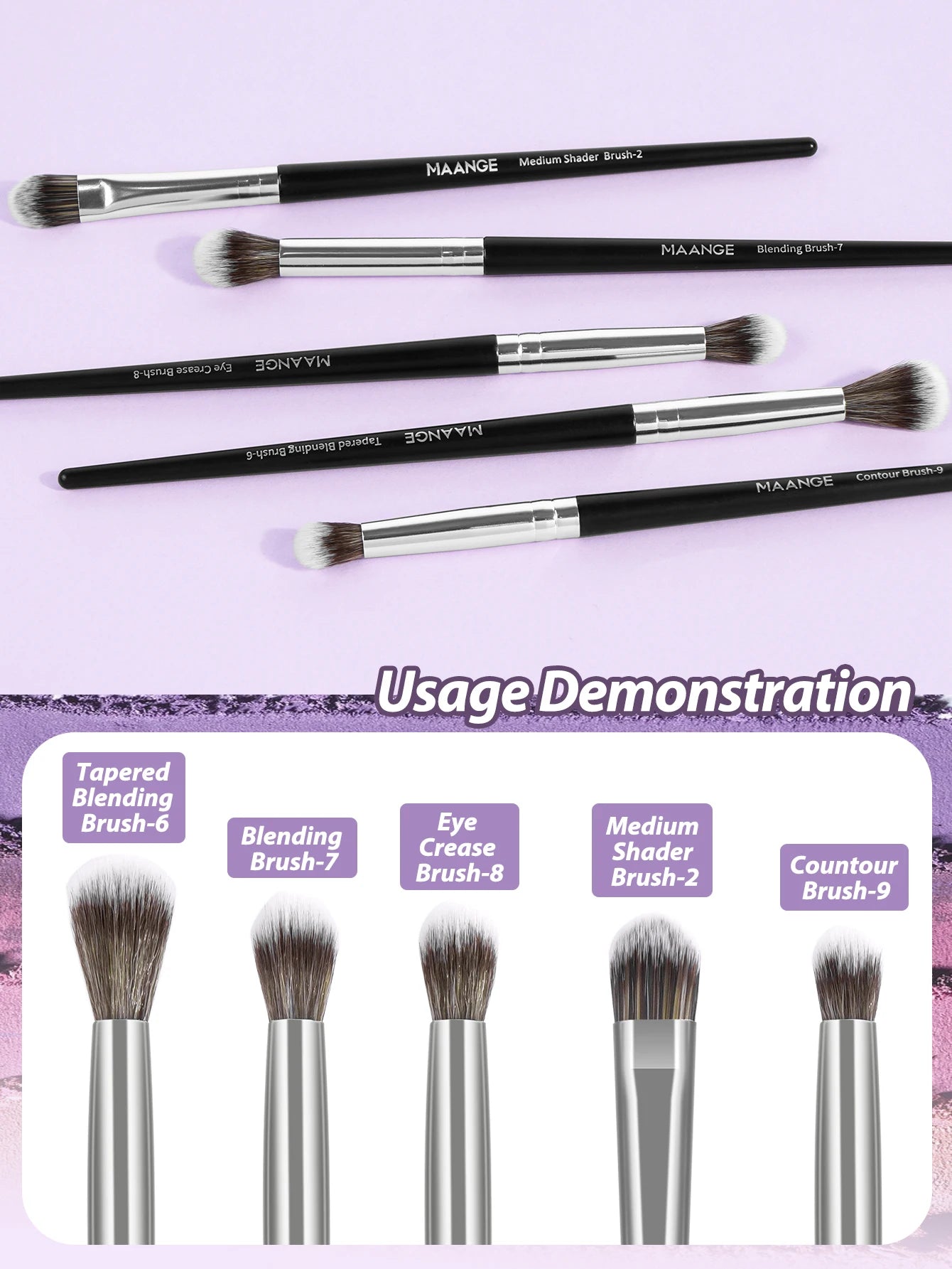 MAANGE 5PCS Detail Makeup Brush Kit Soft Bristles – BeautyByOla