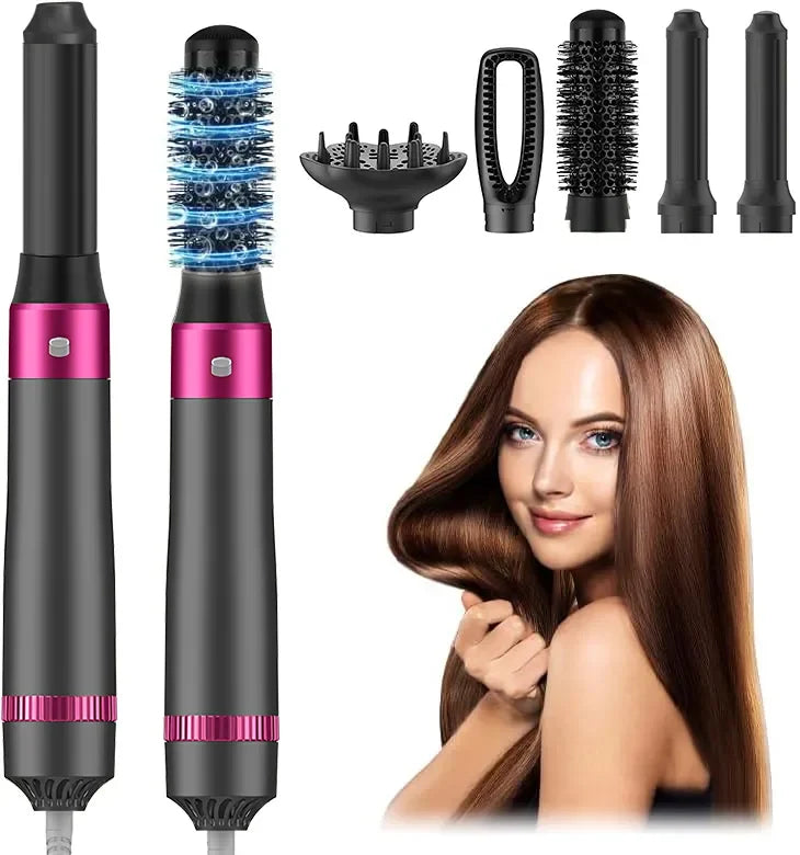 BeautyByOla – 5-in-1 Hair Dryer & Styling Set, Multi-Function Hair Straightener, Curling Iron & Hot Air Brush