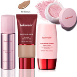 BeautyByOla – Ultimate Blurring Setting Powder Travel Kit, Waterproof Spray, Blur Primer & Oil Control Balm