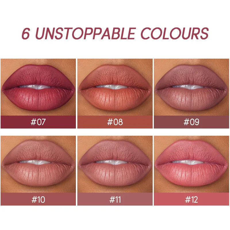 BeautyByOla – USHAS 12-Color Lip Liner & Lipstick Set, Matte, Long-Lasting Nude & Red Shades