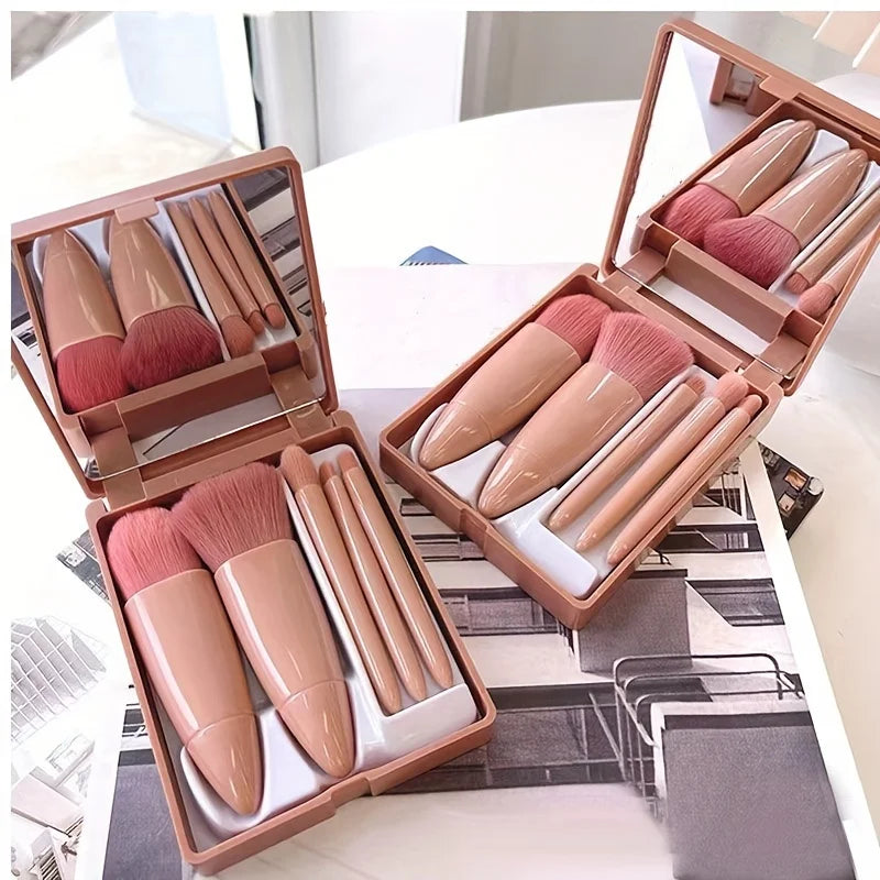 Portable Foldable Travel Makeup Brush Set with Mirror – BeautyByOla
