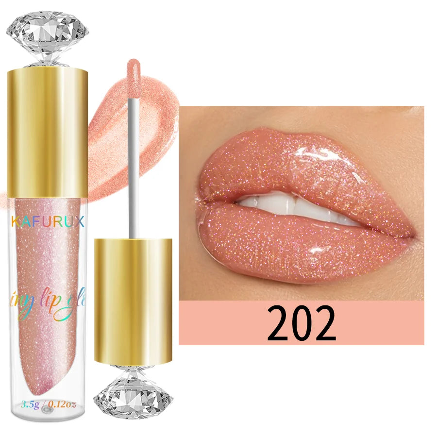 BeautyByOla – 9-Color Moisturizing Diamond Shimmer Lip Gloss, Sparkling Glitter Liquid Lipstick & Pearl Lip Shine