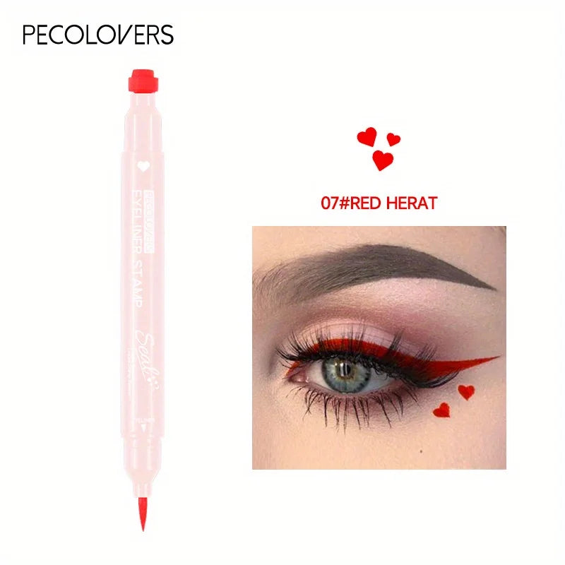BeautyByOla – 7-Style Eyeliner Stamp Pen, Red & Black Double-Ended Liquid Eyeliner, Fast-Drying & Waterproof