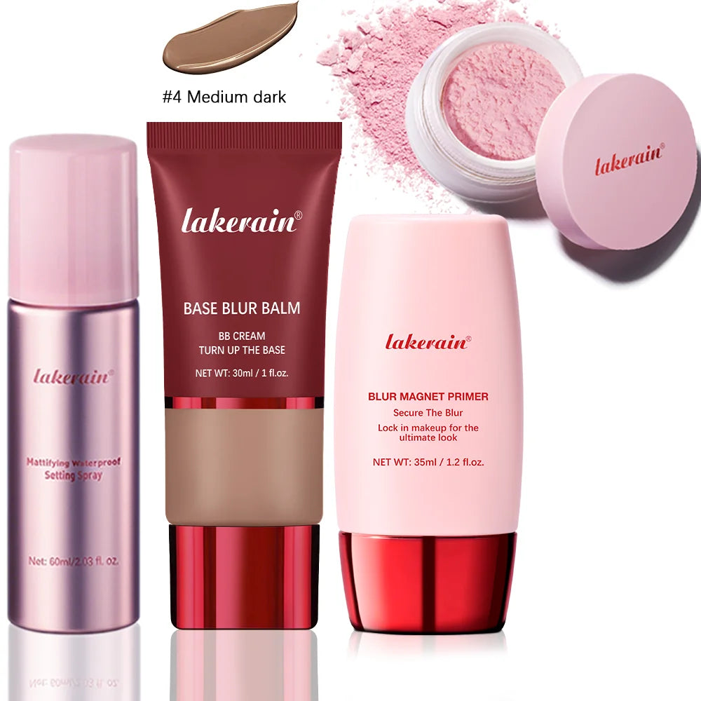BeautyByOla – Ultimate Blurring Setting Powder Travel Kit, Waterproof Spray, Blur Primer & Oil Control Balm
