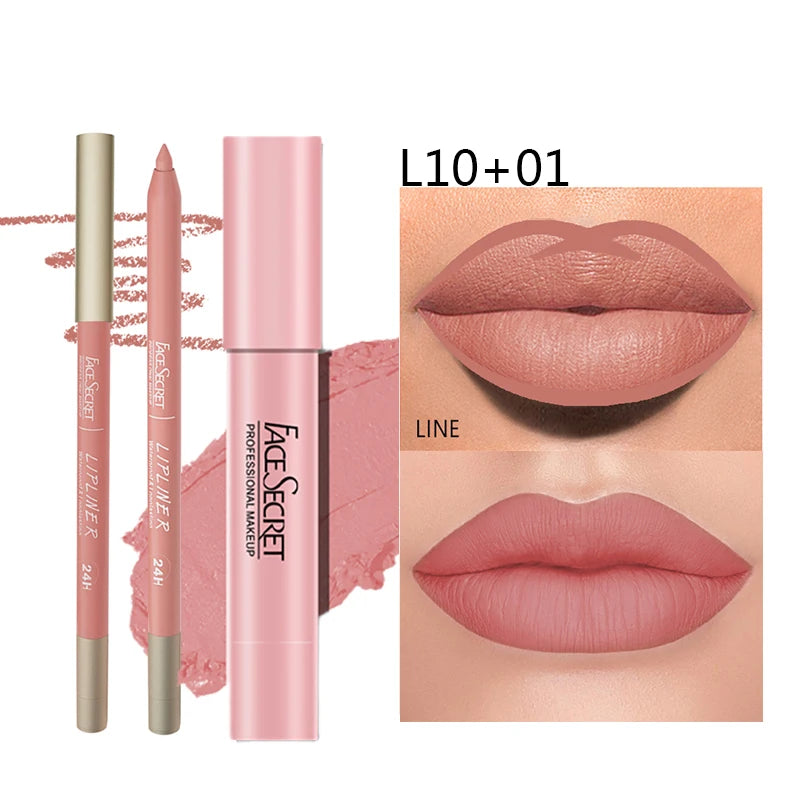 Matte Lip Liner & Lipstick Set Waterproof Long-Lasting – BeautyByOla