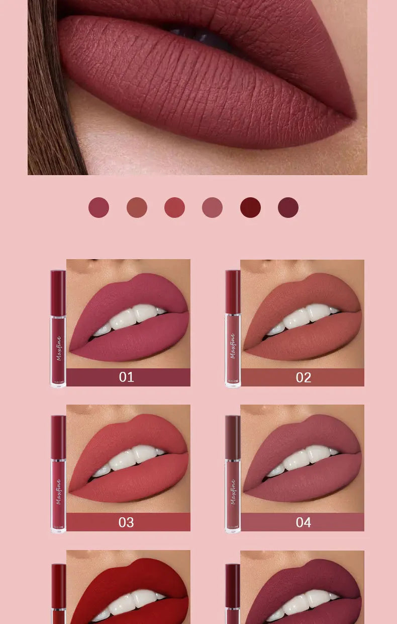 6-Color Matte Lip Gloss Set Long-Lasting Waterproof – BeautyByOla