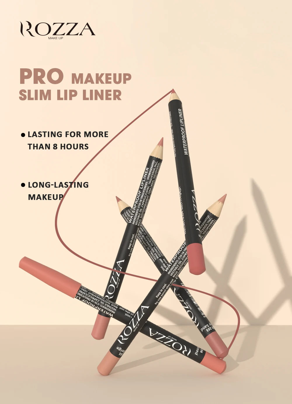Rozza Waterproof Lip Liner Pencil Set Matte Soft Blendable – BeautyByOla