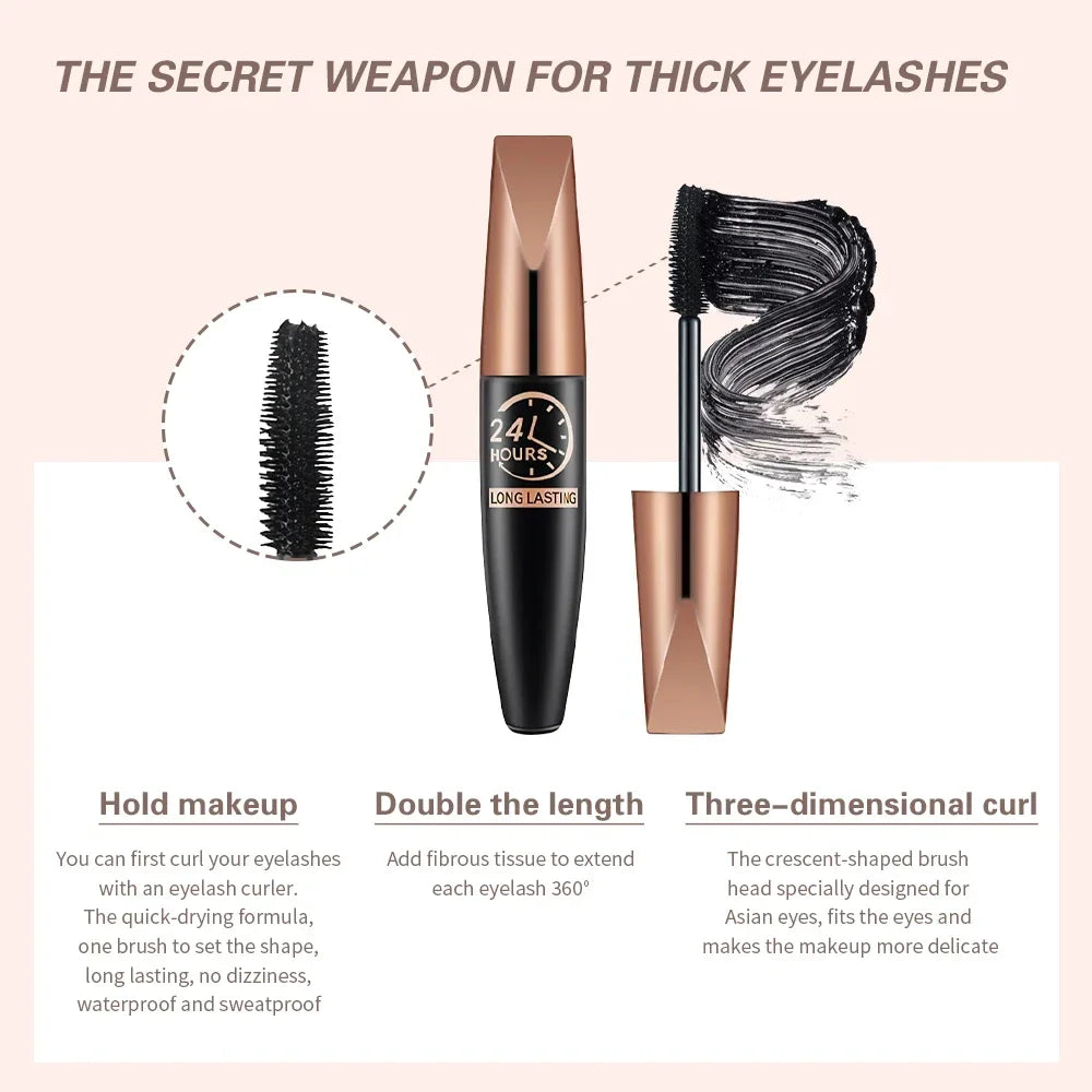 5D Waterproof Mascara Lengthening Black Fiber Eyelashes – BeautyByOla