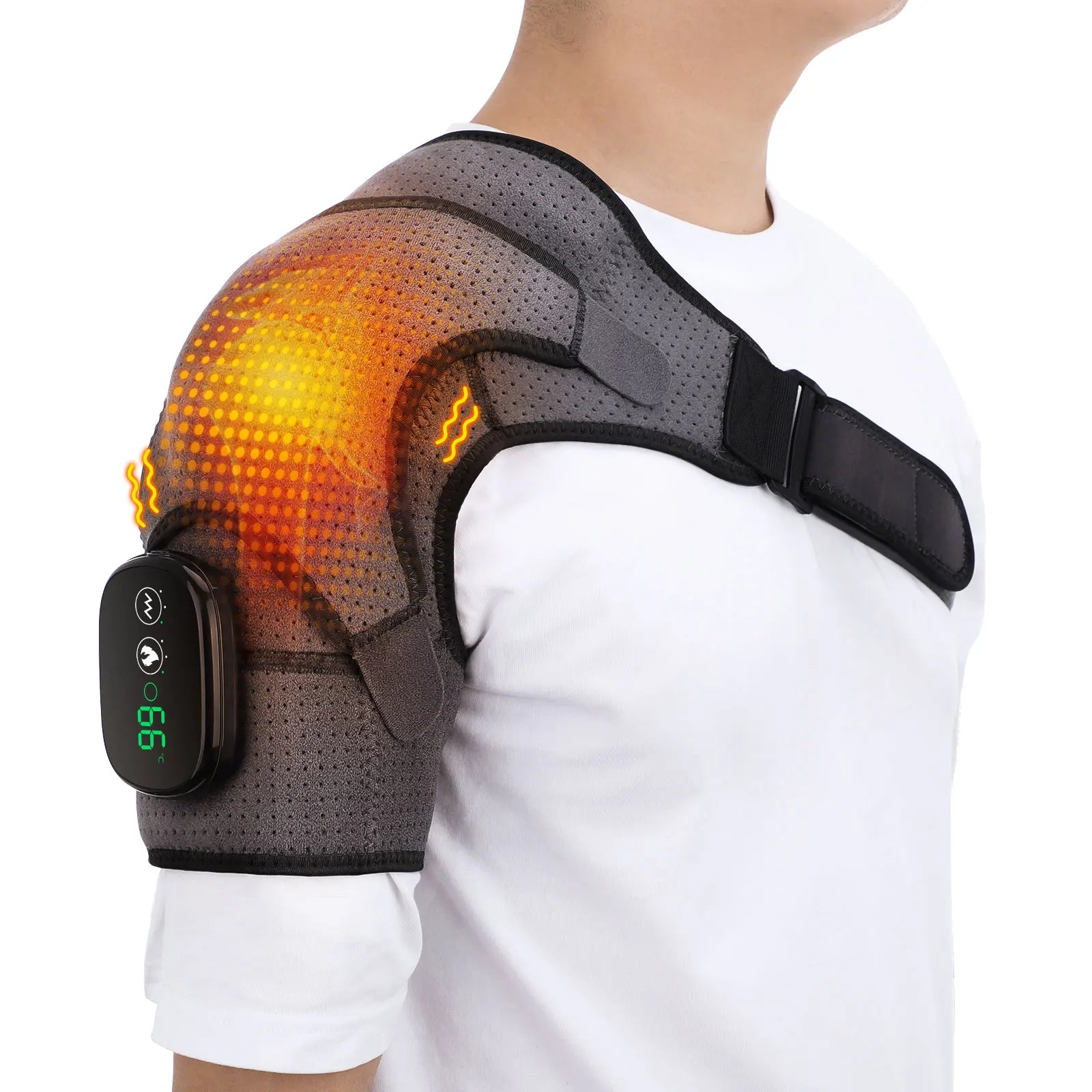 BeautyByOla – Electric Shoulder Support Brace with Heating & 3-Level Vibration, Shoulder Massager & Health Care Pad