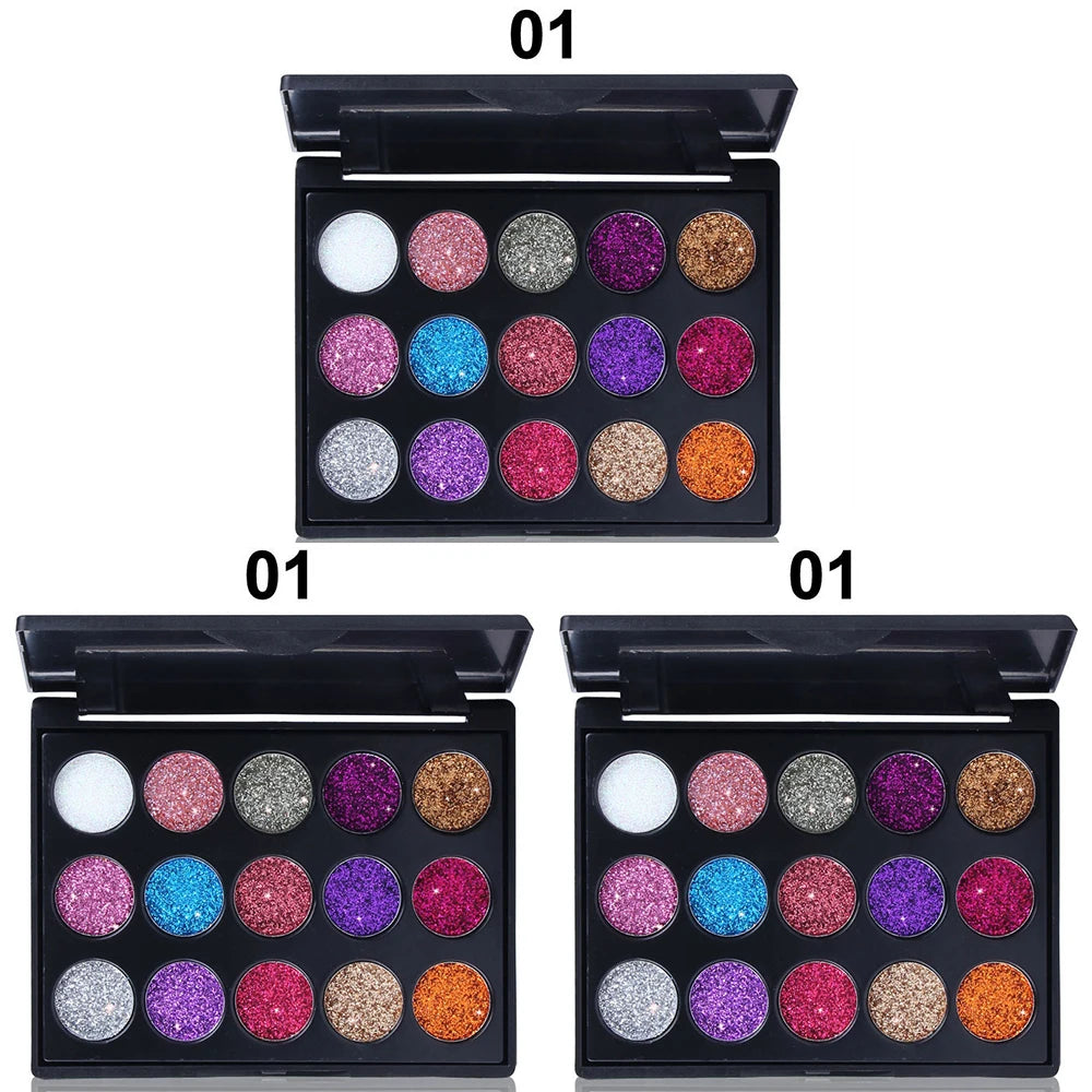 CmaaDu 15-Color Diamond Glitter Eyeshadow Palette Waterproof – BeautyByOla