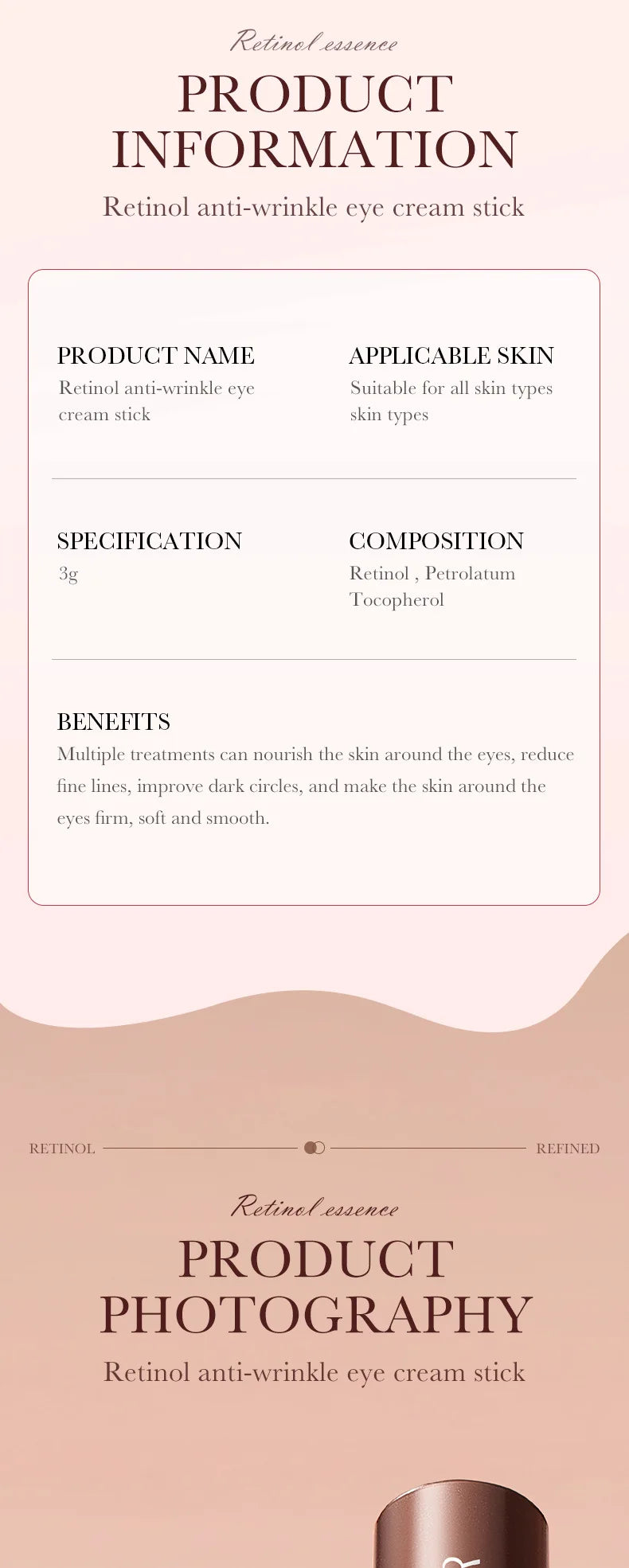 BeautyByOla – SADOER Retinol Eye Cream Stick, Anti-Dark Circles, Moisturizing & Firming Eye Care