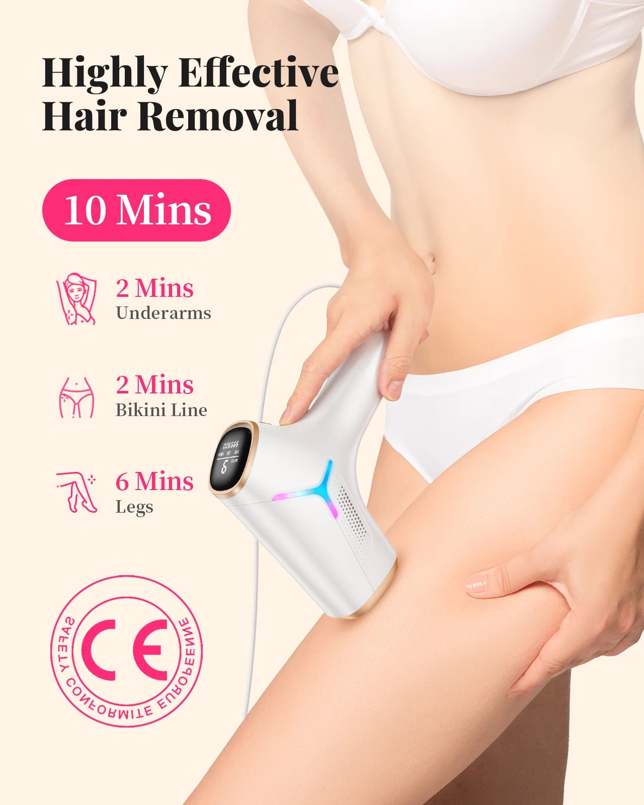 BeautyByOla – 990000 Flashes IPL Laser Hair Removal, Painless Permanent Hair Removal for Women & Men, Body, Bikini & Face