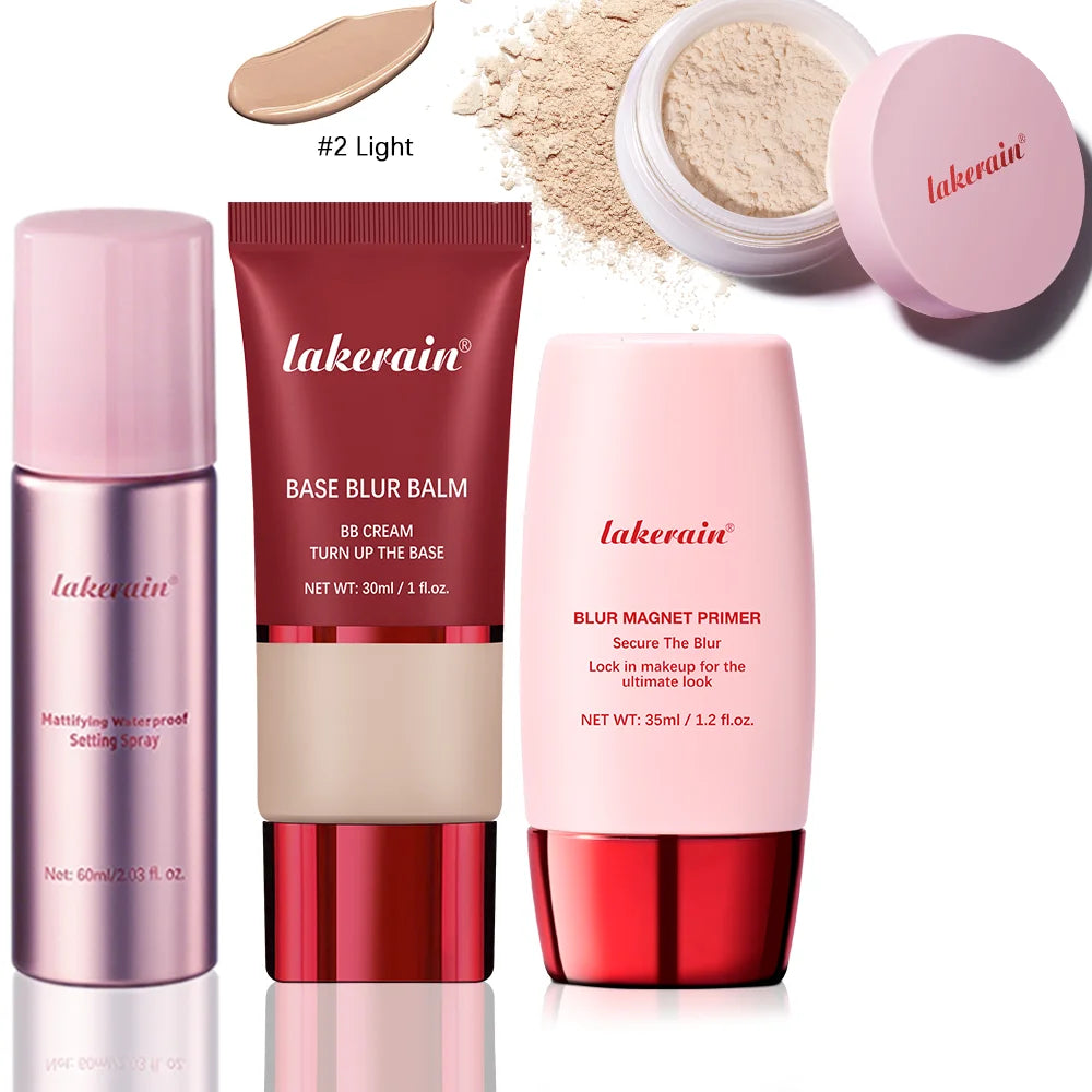 BeautyByOla – Ultimate Blurring Setting Powder Travel Kit, Waterproof Spray, Blur Primer & Oil Control Balm