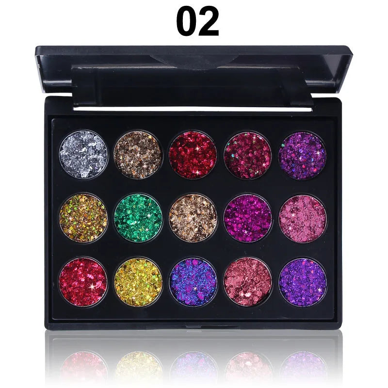 CmaaDu 15-Color Diamond Glitter Eyeshadow Palette Waterproof – BeautyByOla