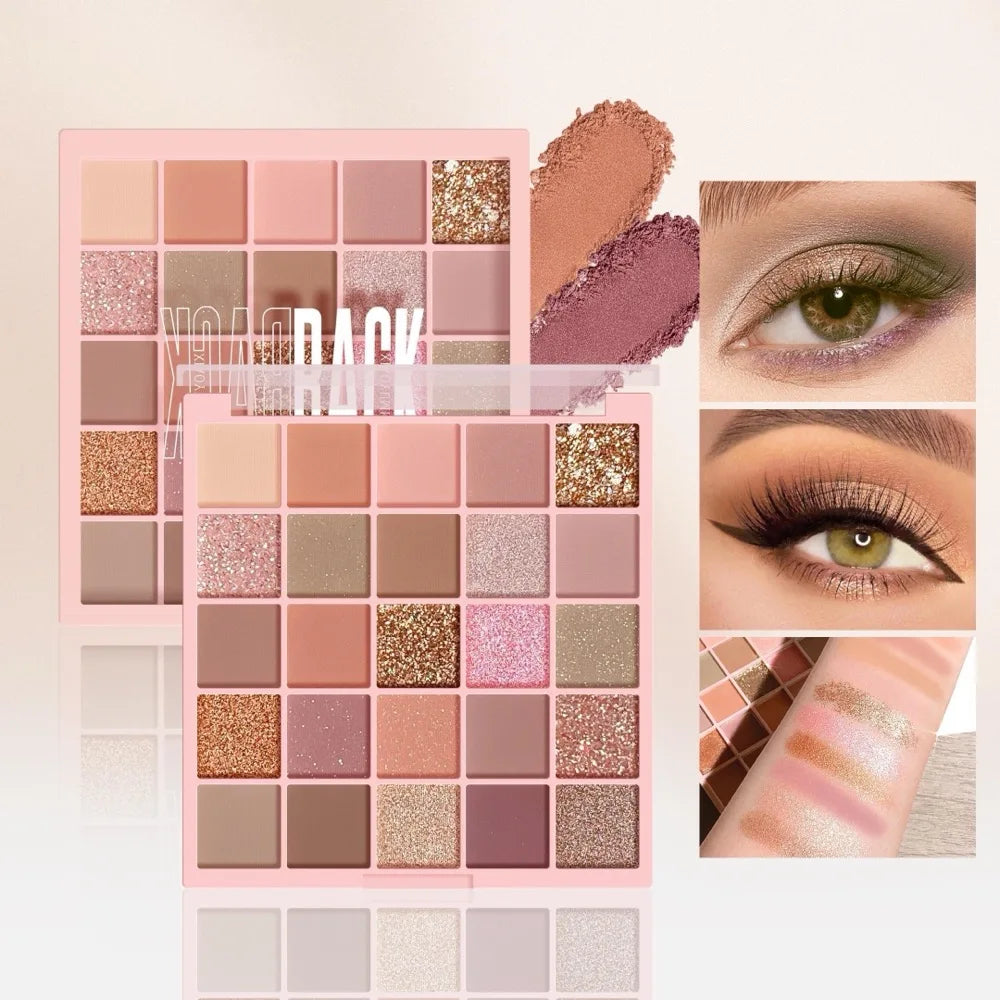 25-Color Eyeshadow Palette Sparkling Powder Pearl Orange Brown – BeautyByOla