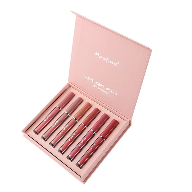 6-Color Matte Lip Gloss Set Long-Lasting Waterproof – BeautyByOla