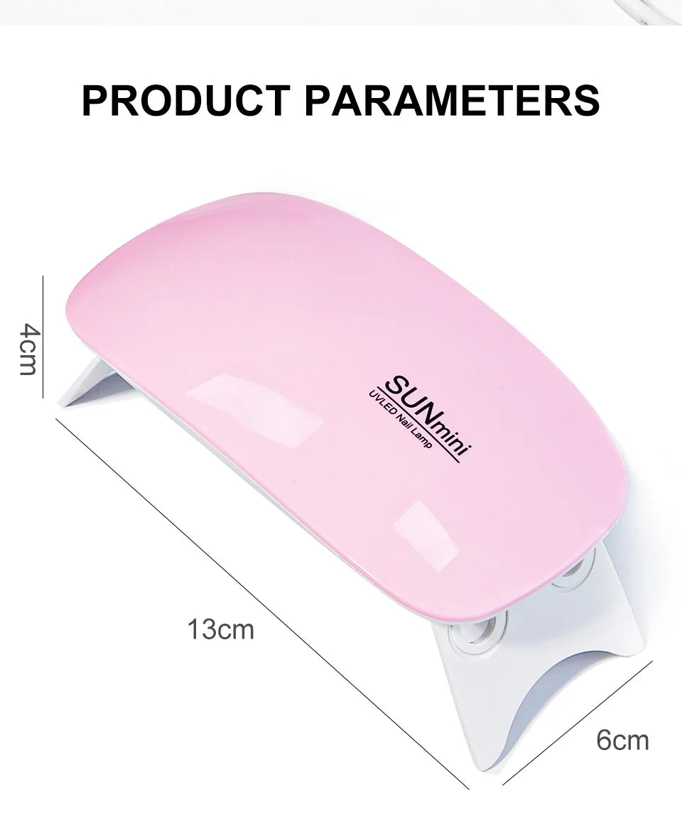 BeautyByOla – 6W Mini Nail Dryer Machine, Portable UV LED Nail Lamp for Gel Polish Drying with USB Cable