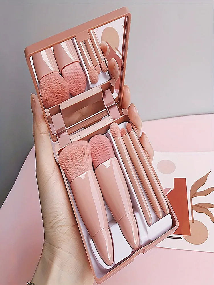 Portable Foldable Travel Makeup Brush Set with Mirror – BeautyByOla