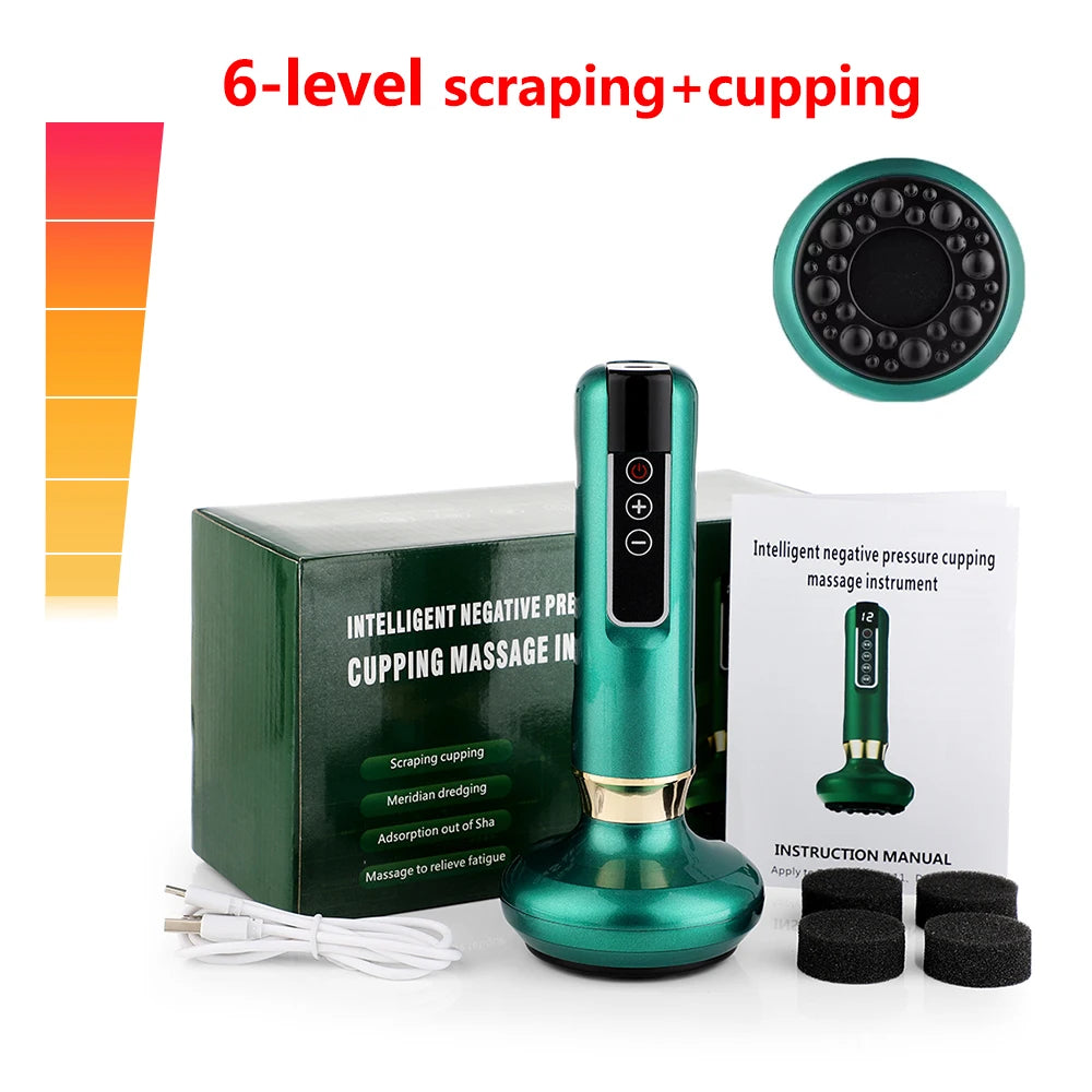 BeautyByOla – Intelligent Cupping Massager, 12/6 Levels Negative Pressure with Infrared Heating & Wireless Scraping Therapy Device