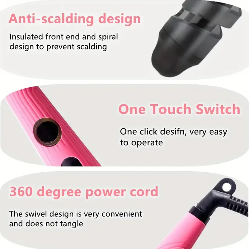 BeautyByOla – Portable Spiral Anti-Scald Curling Iron, Electric Hair Curler Wand, Ideal Gift for Women