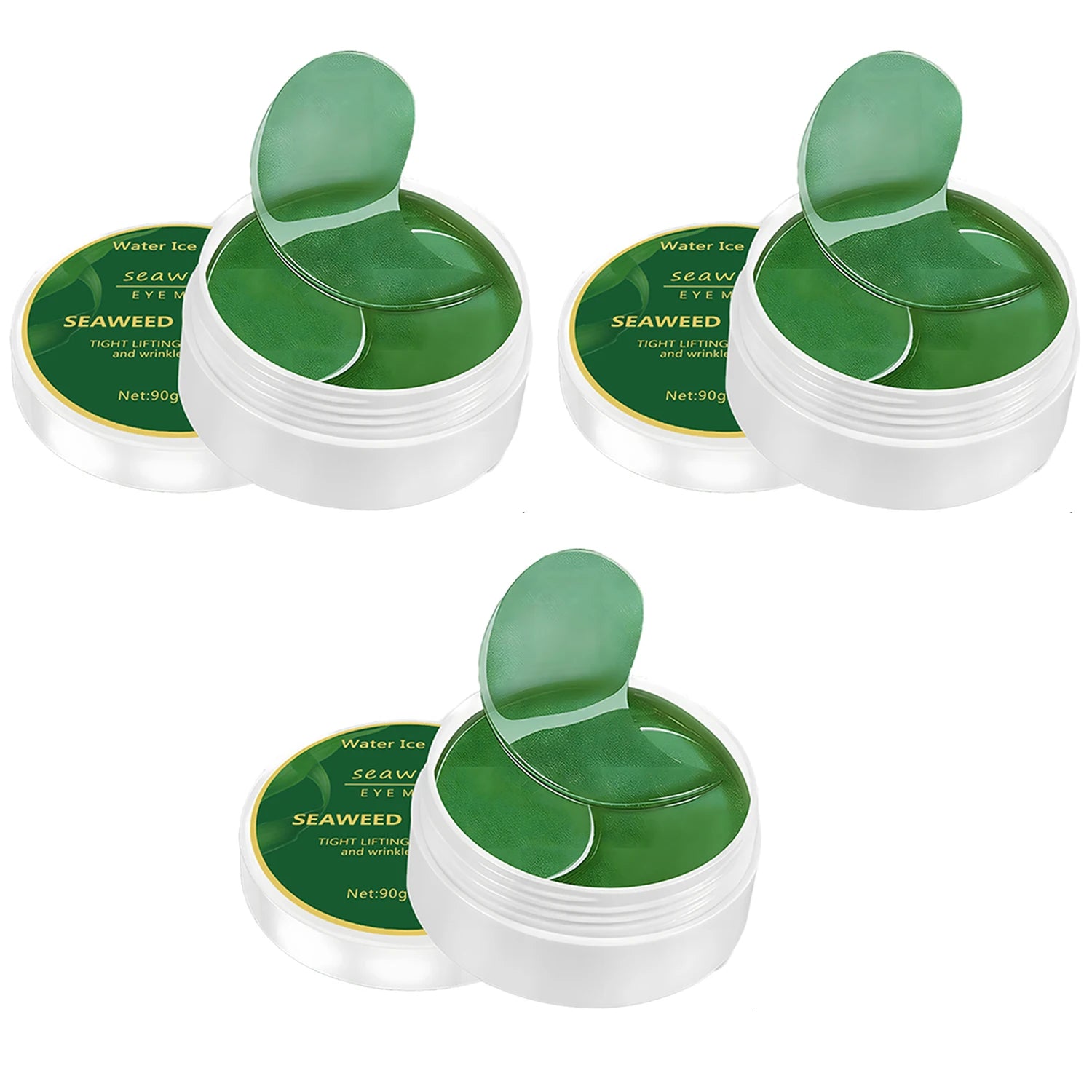 BeautyByOla – 60pcs Seaweed Hyaluronic Acid Eye Mask, Collagen Eye Patches for Dark Circles & Facial Care