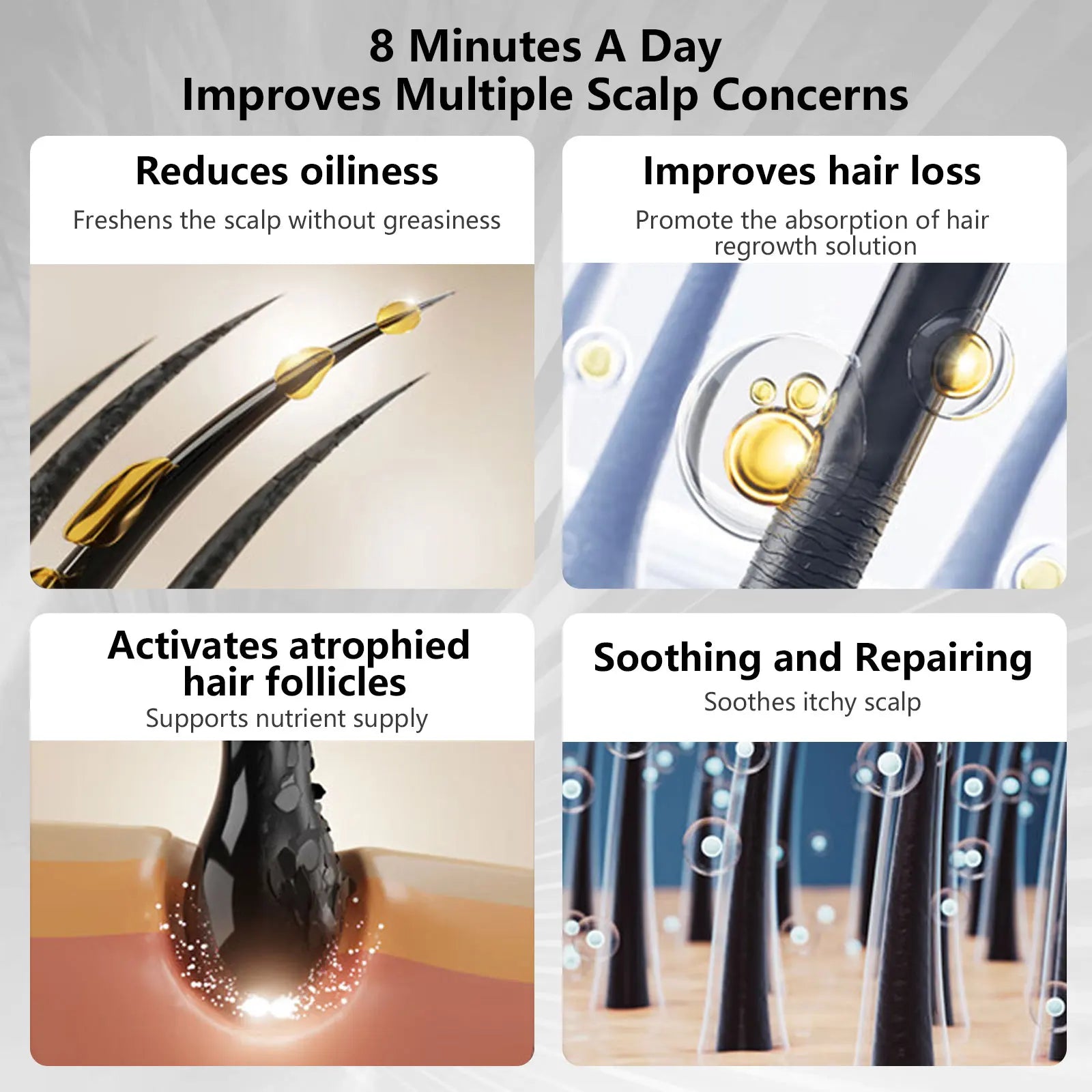 BeautyByOla – Wireless Hair Growth Device LLLT, 8PCS 660nm Diodes, Anti-Hair Loss Therapy Comb & Scalp Massager 1900mAh
