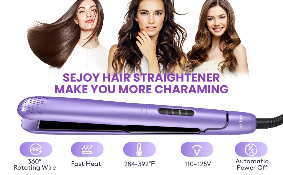 BeautyByOla – Sejoy Professional Electric Hair Curling Iron & Straightener, Multi-Function PTC Heater Curler & Crimper