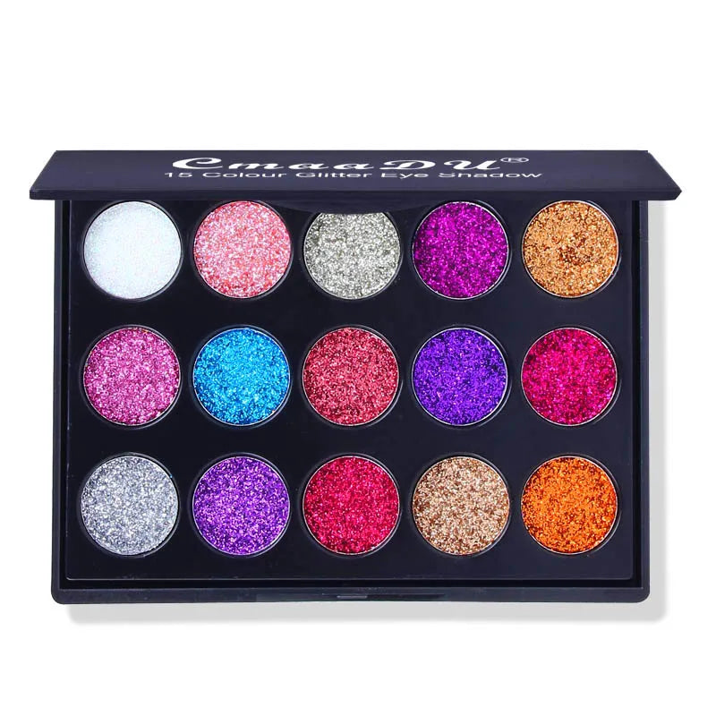 CmaaDu 15-Color Diamond Glitter Eyeshadow Palette Waterproof – BeautyByOla