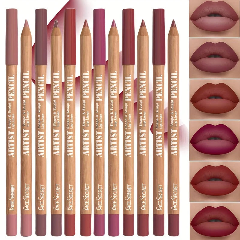 BeautyByOla – 6pcs Velvet Matte Lip Liner Set, Long-Lasting Lip Makeup in Berry, Brown & Pink Shades