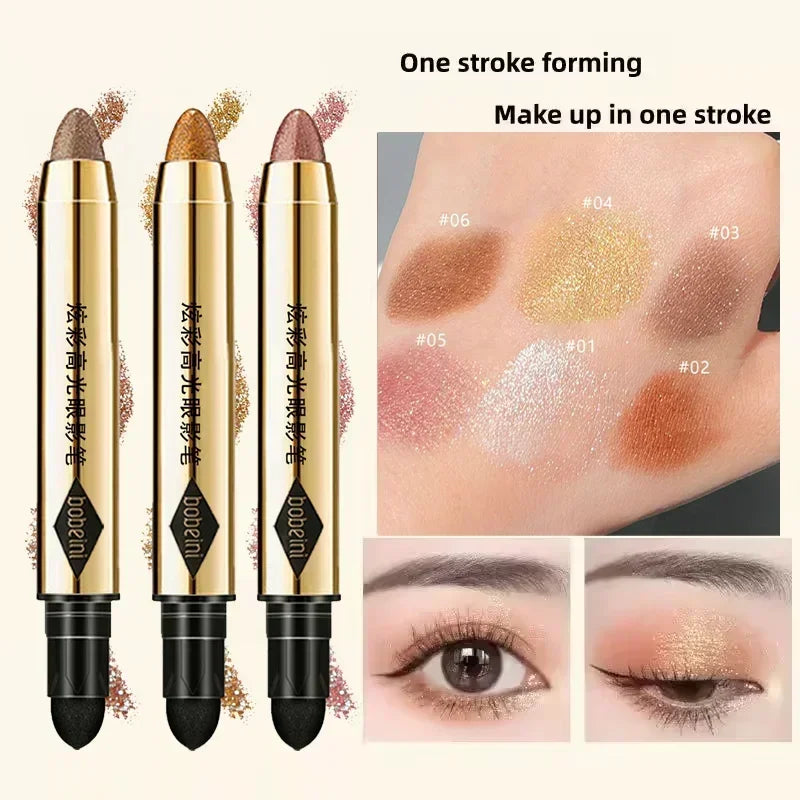 6-Color Double-Ended Eyeshadow Stick Matte & Glitter – BeautyByOla