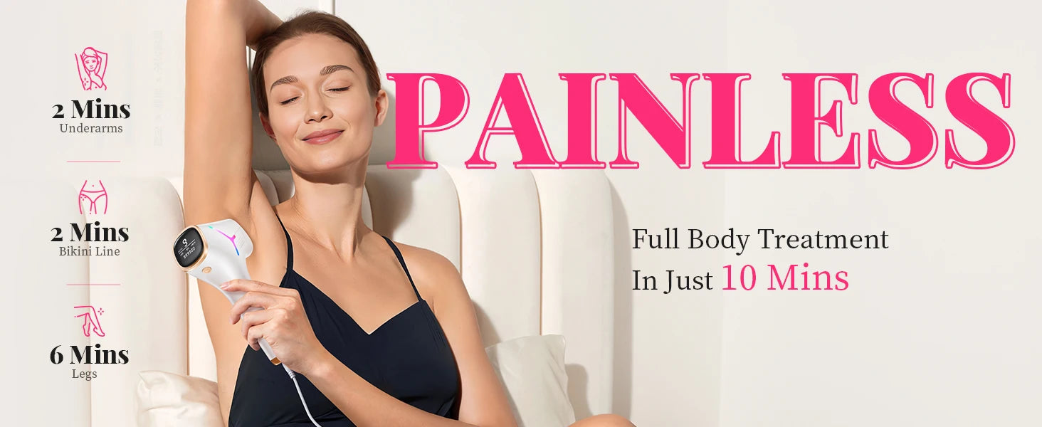 BeautyByOla – 990000 Flashes IPL Laser Hair Removal, Painless Permanent Hair Removal for Women & Men, Body, Bikini & Face