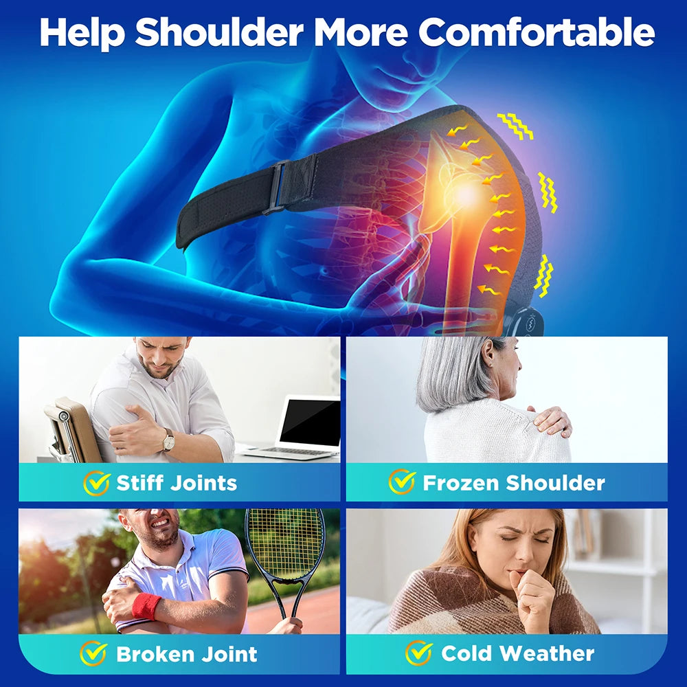 BeautyByOla – Electric Shoulder Support Brace with Heating & 3-Level Vibration, Shoulder Massager & Health Care Pad