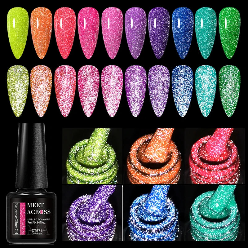 MEET ACROSS 7ml Pink Reflective Gel Nail Polish UV LED – BeautyByOla