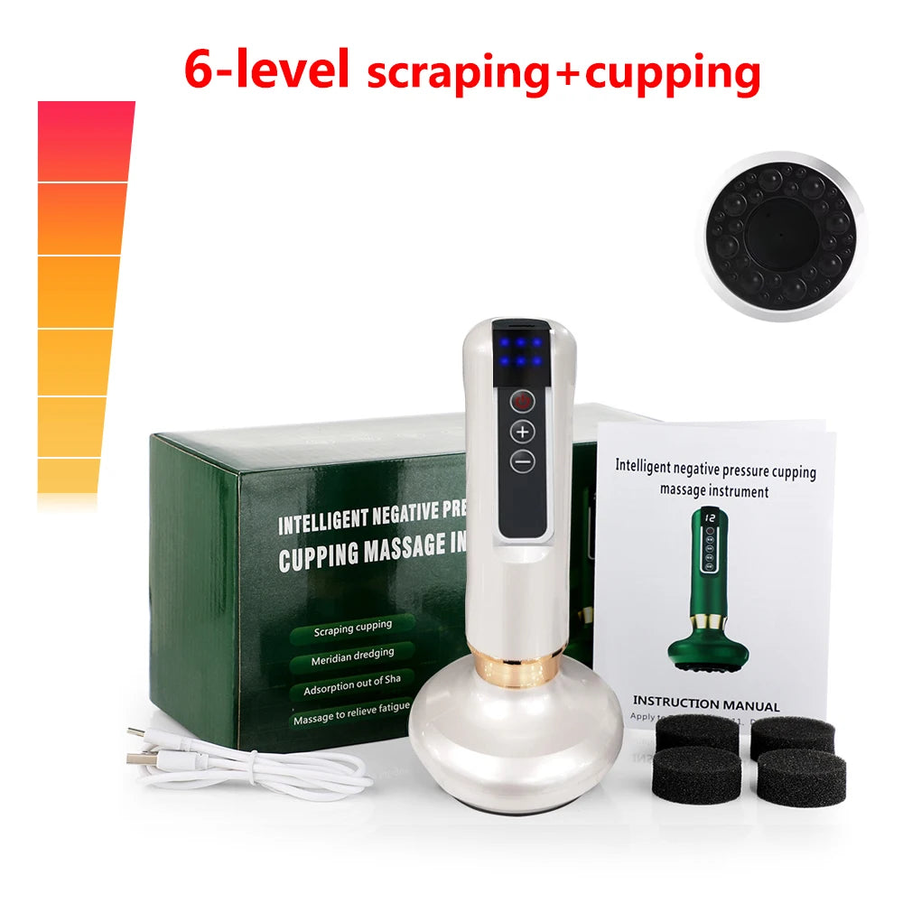 BeautyByOla – Intelligent Cupping Massager, 12/6 Levels Negative Pressure with Infrared Heating & Wireless Scraping Therapy Device