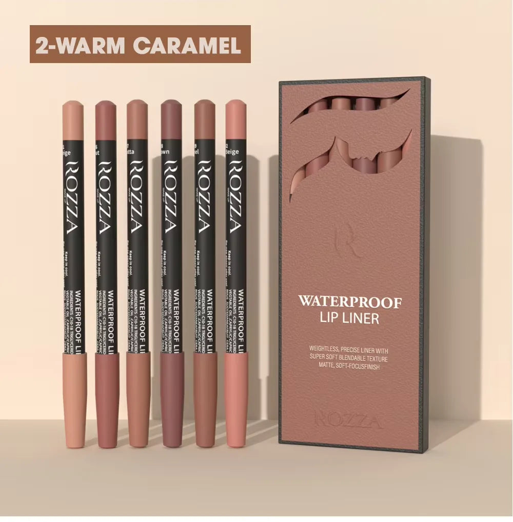 Rozza Waterproof Lip Liner Pencil Set Matte Soft Blendable – BeautyByOla
